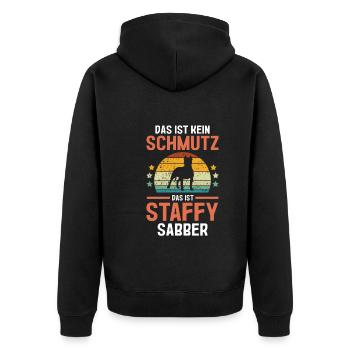 Hund Staffy - Unisex Premium Bio Zip Hoodie - Schwarz - Hinten - Nico (187cm)