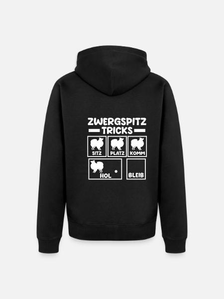 Hund Zwergspitz - Unisex Premium Bio Zip Hoodie - Schwarz