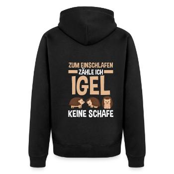 Tiermotiv Igel - Unisex Premium Bio Zip Hoodie - Schwarz - Hinten - Nico (187cm)