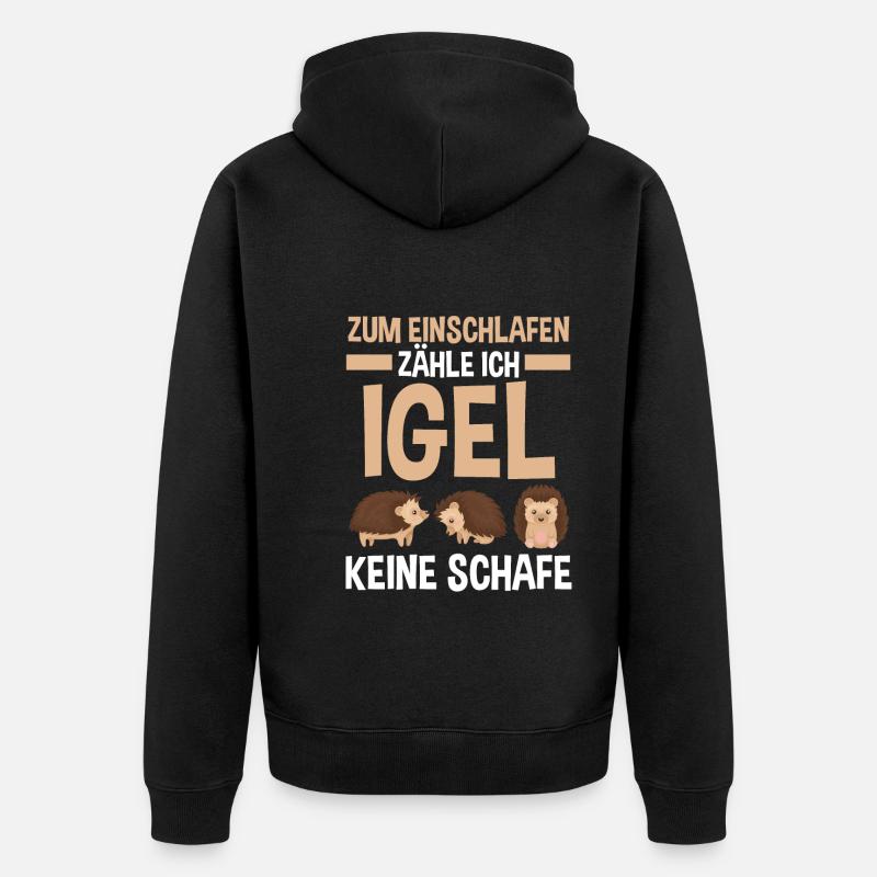 Tiermotiv Igel - Unisex Premium Bio Zip Hoodie - Schwarz