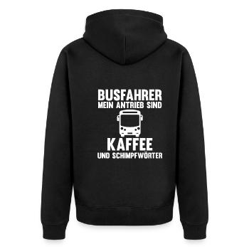 Bus Kaffee Busfahrer - Unisex Premium Bio Zip Hoodie - Schwarz - Hinten - Nico (187cm)