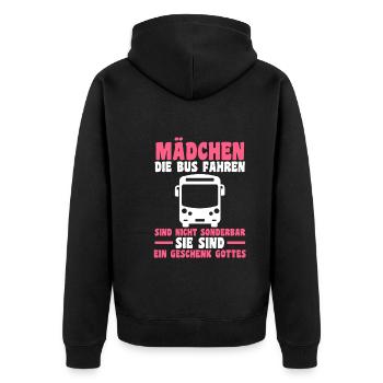 Bus Busfahrer - Unisex Premium Bio Zip Hoodie - Schwarz - Hinten - Nico (187cm)
