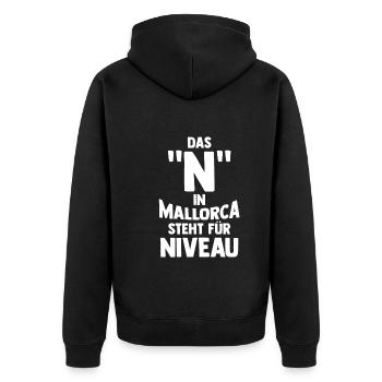 Party Urlaub Mallorca - Unisex Premium Bio Zip Hoodie - Schwarz - Hinten - Nico (187cm)