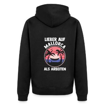 Party Urlaub Mallorca - Unisex Premium Bio Zip Hoodie - Schwarz - Hinten - Nico (187cm)