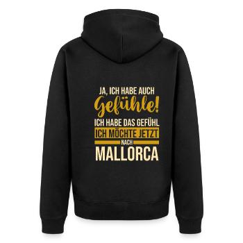 Party Urlaub Mallorca - Unisex Premium Bio Zip Hoodie - Schwarz - Hinten - Nico (187cm)