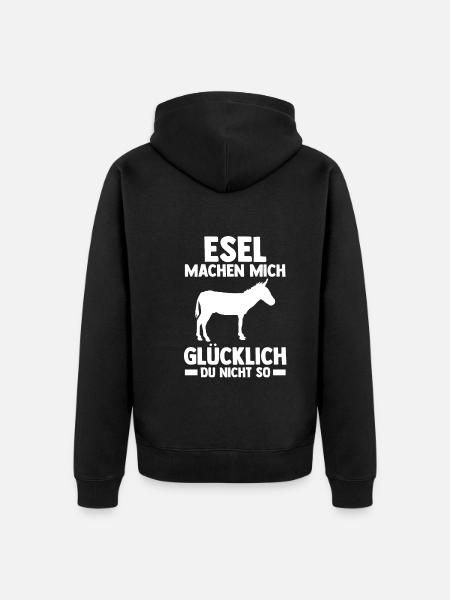Esel - Unisex Premium Bio Zip Hoodie - Schwarz