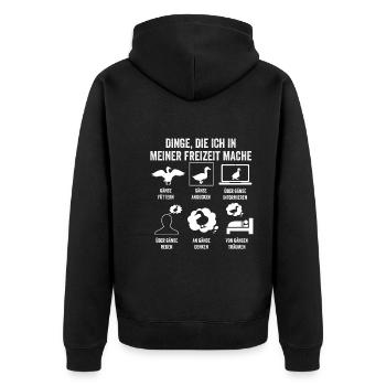 Gans Gänse - Unisex Premium Bio Zip Hoodie - Schwarz - Hinten - Nico (187cm)