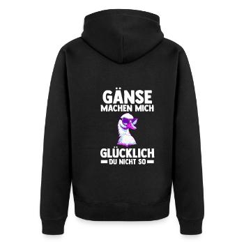 Gans Gänse - Unisex Premium Bio Zip Hoodie - Schwarz - Hinten - Nico (187cm)