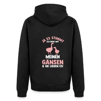 Gans Gänse - Unisex Premium Bio Zip Hoodie - Schwarz - Hinten - Nico (187cm)