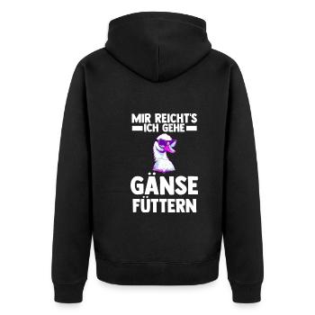 Gans Gänse - Unisex Premium Bio Zip Hoodie - Schwarz - Hinten - Nico (187cm)