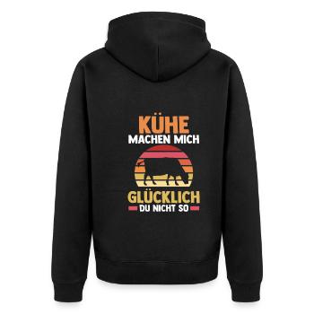 Kuh Landwirt Bauernhof Kühe - Unisex Premium Bio Zip Hoodie - Schwarz - Hinten - Nico (187cm)
