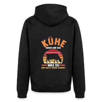 Kuh Landwirt Bauernhof Kühe - Unisex Premium Bio Zip Hoodie - Schwarz - Hinten - Nico (187cm)