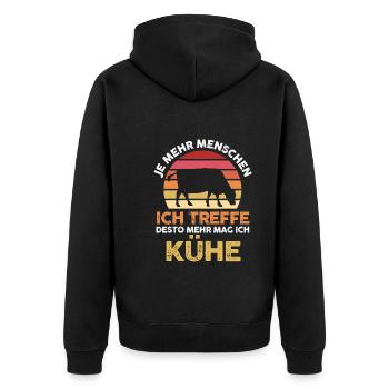 Kuh Landwirt Bauernhof Kühe - Unisex Premium Bio Zip Hoodie - Schwarz - Hinten - Nico (187cm)