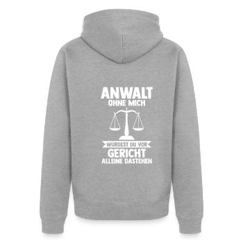 Jurist Anwalt - Unisex Premium Bio Zip Hoodie - Grau meliert - Hinten - Nico (187cm)