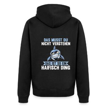 Fische Haifisch - Unisex Premium Bio Zip Hoodie - Schwarz - Hinten - Nico (187cm)