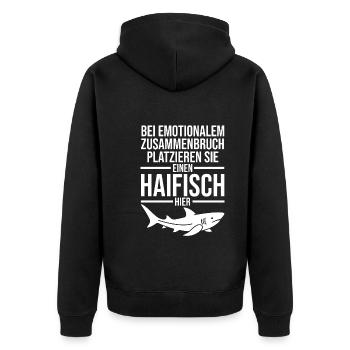 Fische Haifisch - Unisex Premium Bio Zip Hoodie - Schwarz - Hinten - Nico (187cm)