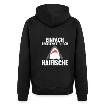Fische Haifisch - Unisex Premium Bio Zip Hoodie - Schwarz - Hinten - Nico (187cm)