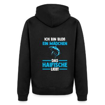 Fische Haifisch - Unisex Premium Bio Zip Hoodie - Schwarz - Hinten - Nico (187cm)