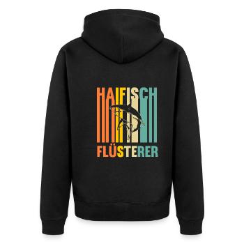 Fische Haifisch - Unisex Premium Bio Zip Hoodie - Schwarz - Hinten - Nico (187cm)