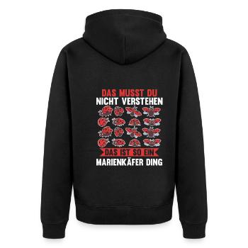Marienkäfer - Unisex Premium Bio Zip Hoodie - Schwarz - Hinten - Nico (187cm)
