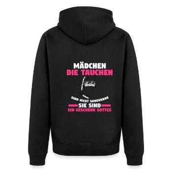 Schullehrerin Lehrerin - Unisex Premium Bio Zip Hoodie - Schwarz - Hinten - Nico (187cm)