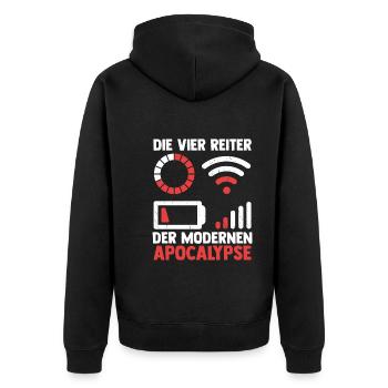 Die vier Reiter der modernen Apocalypse - Unisex Premium Bio Zip Hoodie - Schwarz - Hinten - Nico (187cm)