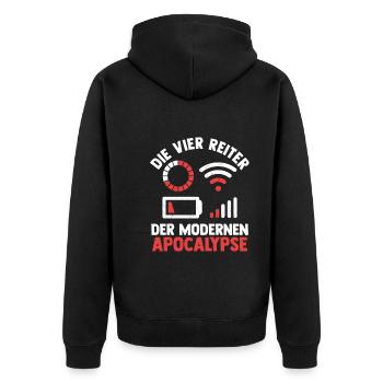 Die vier Reiter der modernen Apocalypse - Unisex Premium Bio Zip Hoodie - Schwarz - Hinten - Nico (187cm)
