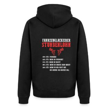 Lackierer Autolackierer Stundenlohn Fahrzeuglackie - Unisex Premium Bio Zip Hoodie - Schwarz - Hinten - Nico (187cm)