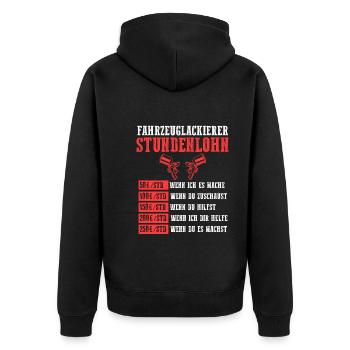 Lackierer Autolackierer Stundenlohn Fahrzeuglackie - Unisex Premium Bio Zip Hoodie - Schwarz - Hinten - Nico (187cm)
