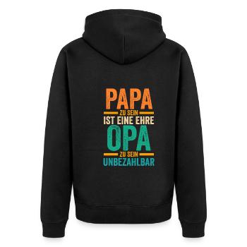 Ehefrau Vater Großvater Papa Opa - Unisex Premium Bio Zip Hoodie - Schwarz - Hinten - Nico (187cm)