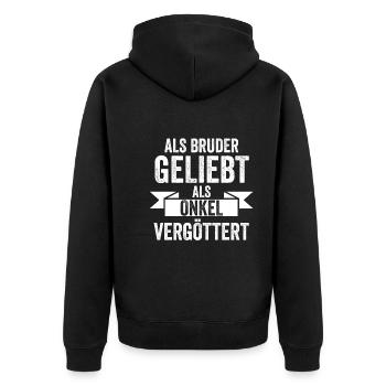 Ich Habe Zwei Titel Bruder Und Onkel - Unisex Premium Bio Zip Hoodie - Schwarz - Hinten - Nico (187cm)