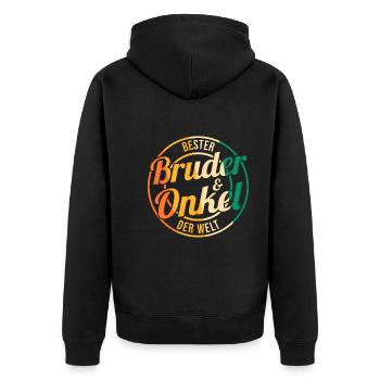 Beste Bruder Und Onkel Der Welt - Unisex Premium Bio Zip Hoodie - Schwarz - Hinten - Nico (187cm)
