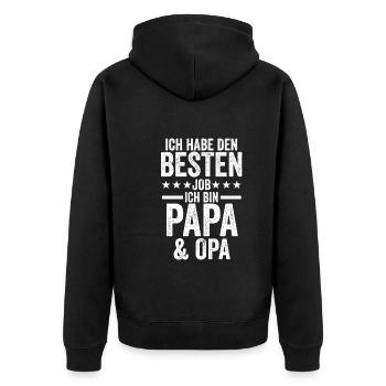 Beste Papa Und Opa Der Welt - Unisex Premium Bio Zip Hoodie - Schwarz - Hinten - Nico (187cm)