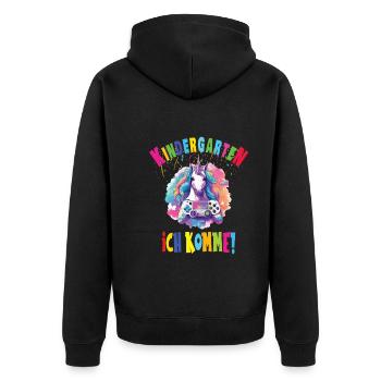 Kindergarten - Unisex Premium Bio Zip Hoodie - Schwarz - Hinten - Nico (187cm)