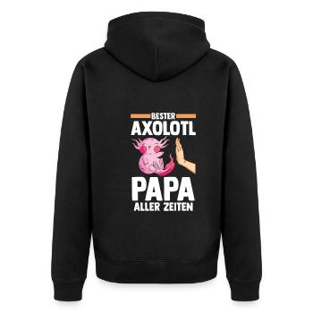 Vater Papa Axolotl - Unisex Premium Bio Zip Hoodie - Schwarz - Hinten - Nico (187cm)
