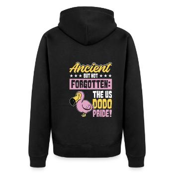 Dodo - Unisex Premium Bio Zip Hoodie - Schwarz - Hinten - Nico (187cm)