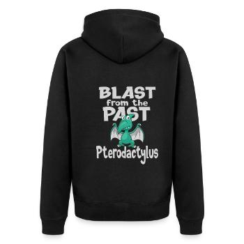 Dino - Unisex Premium Bio Zip Hoodie - Schwarz - Hinten - Nico (187cm)