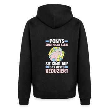 Pferd Reiten Reiter Reiterin Reitsport Pferde Pony - Unisex Premium Bio Zip Hoodie - Schwarz - Hinten - Nico (187cm)
