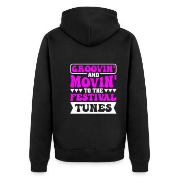 Festival - Unisex Premium Bio Zip Hoodie - Schwarz - Hinten - Nico (187cm)