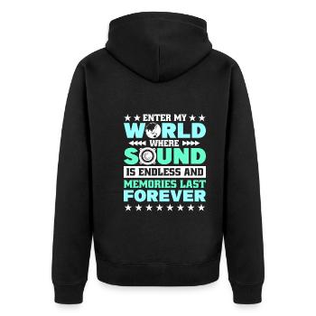 Festival - Unisex Premium Bio Zip Hoodie - Schwarz - Hinten - Nico (187cm)