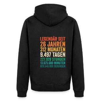 26 Jahre Sechsundzwanzigster Geburtstag - Unisex Premium Bio Zip Hoodie - Schwarz - Hinten - Nico (187cm)