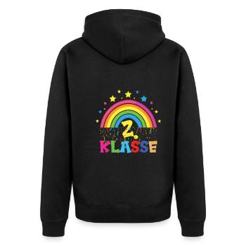2. Schuljahr - Unisex Premium Bio Zip Hoodie - Schwarz - Hinten - Nico (187cm)