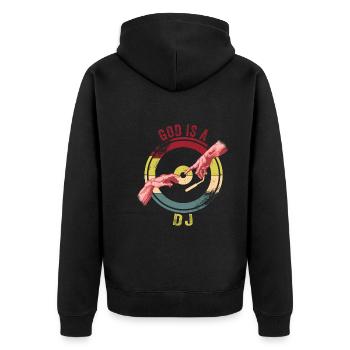 Festival - Unisex Premium Organic Zip Hoodie - black - Back - Nico (187cm)