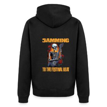Festival - Unisex Premium Organic Zip Hoodie - black - Back - Nico (187cm)