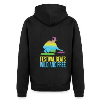 Festival - Unisex Premium Bio Zip Hoodie - Schwarz - Hinten - Nico (187cm)