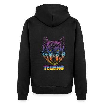 Festival - Unisex Premium Organic Zip Hoodie - black - Back - Nico (187cm)