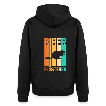Nagetier Biberliebhaber Biber - Unisex Premium Bio Zip Hoodie - Schwarz - Hinten - Nico (187cm)