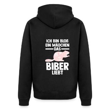 Nagetier Biberliebhaber Biber - Unisex Premium Bio Zip Hoodie - Schwarz - Hinten - Nico (187cm)