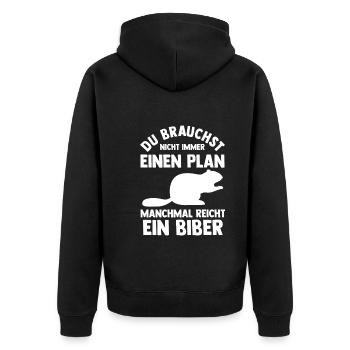 Nagetier Biberliebhaber Biber - Unisex Premium Bio Zip Hoodie - Schwarz - Hinten - Nico (187cm)