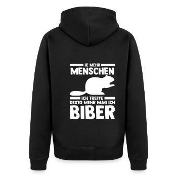 Nagetier Biberliebhaber Biber - Unisex Premium Bio Zip Hoodie - Schwarz - Hinten - Nico (187cm)